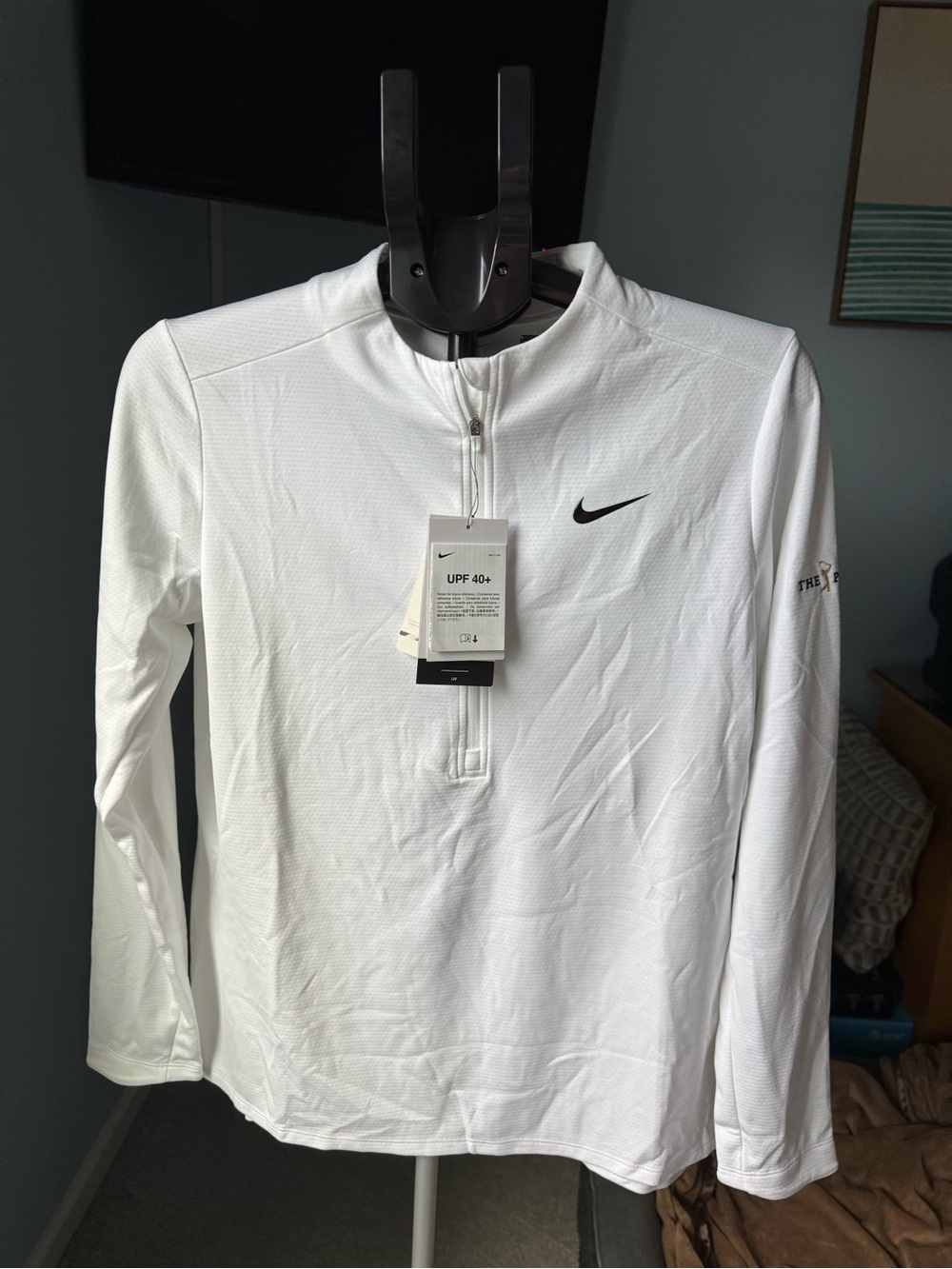 Nike PLAYERS Women’s White Dri-FIT Long-Sleeve Quarter-Zip Shirt